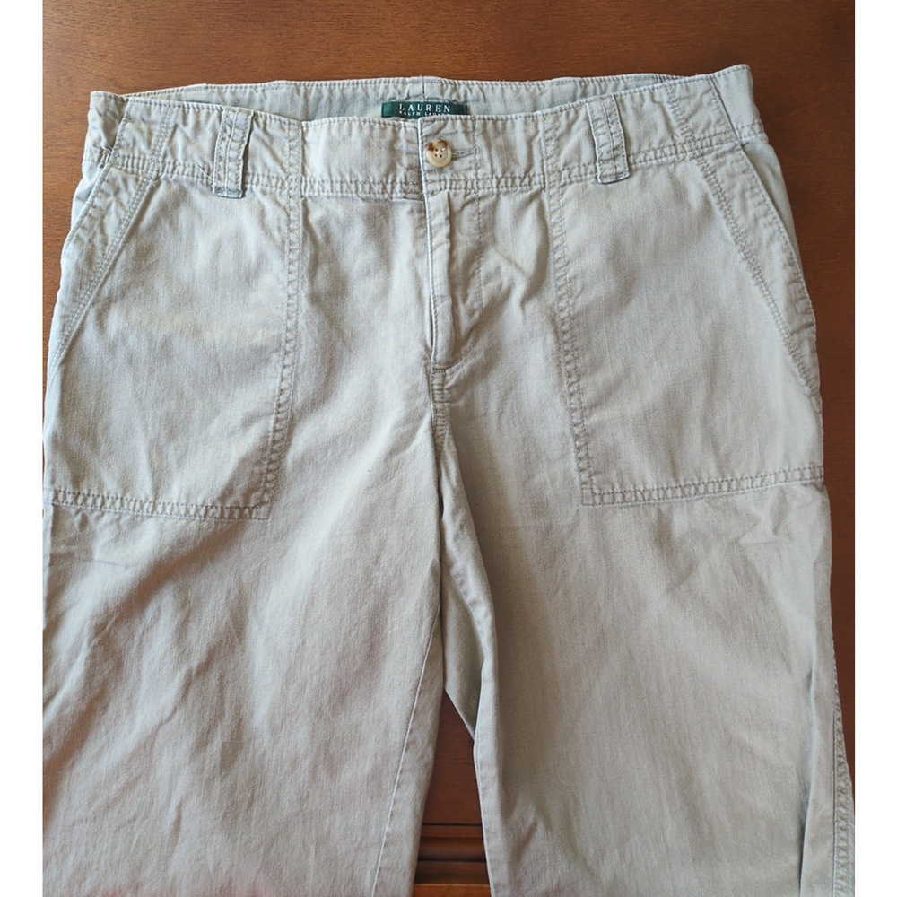 Ralph Lauren Pants Women’s 10 Khaki Cotton Straight Leg Pockets Buttons